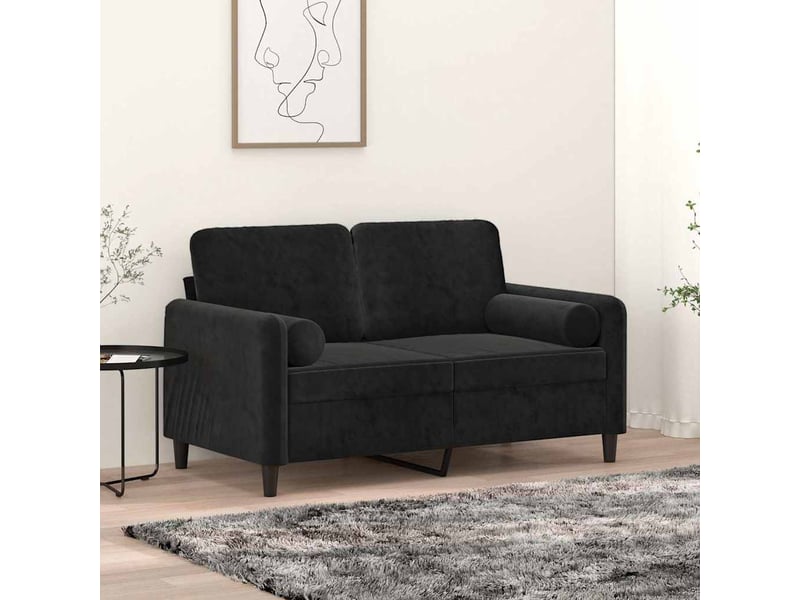  Lot de 2 coussins décoratifs noir ø15x50 cm velours cf60884  - Conforama B