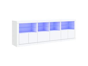 Buffet - bahut - meuble de rangement avec lumières led blanc 202x37x67 cm