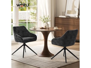 Lot de 4 chaise de salle à manger pivotante à 360°, siège en tissu chenille,pieds en métal,anthracite