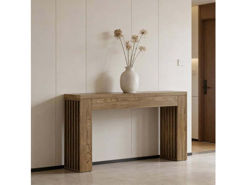  Console de style ferme 150 cm en mdf avec plateau spacieux pour entrée salon, salle à manger et décor marron  - Conforama D