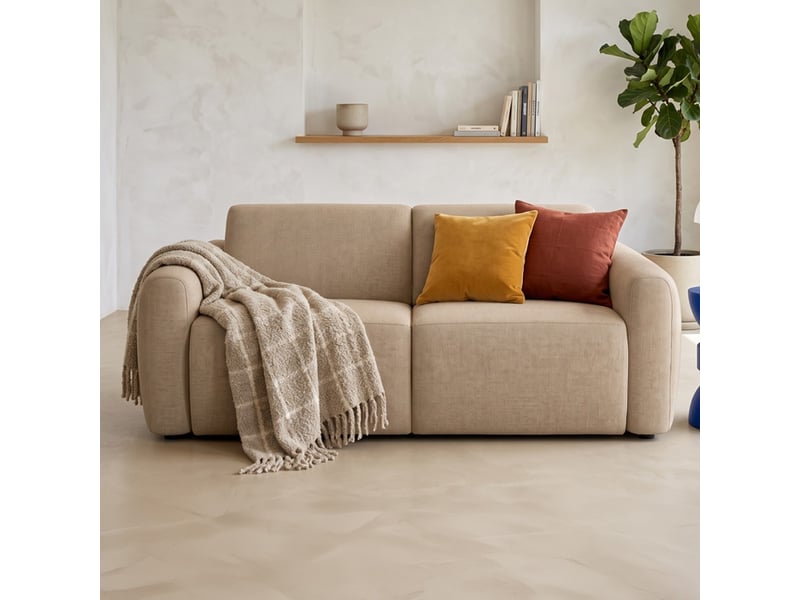 Canapé droit convertible 3 places en tissu chenille taupe - ouverture express - suzie Suzie - Conforama C