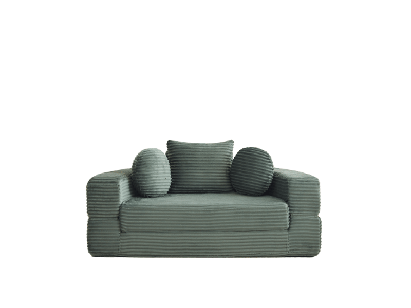  Canapé-lit 4-en-1 pour petits espaces: canapé semi-circulaire et lit de jour rond, 2 coussins ronds + 1 carré  - Conforama A
