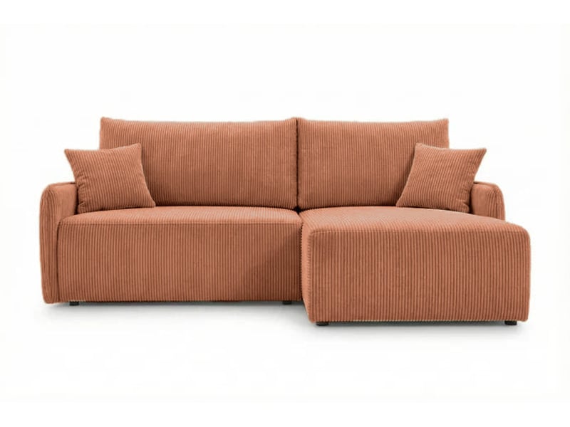  Sacha - canapé d'angle convertible petit velours côtelé 3 places terracotta  - Conforama A