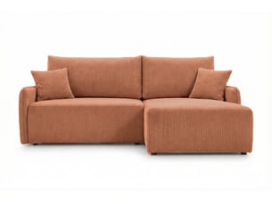Canapé d'angle réversible convertible CASANOVA  3 places Velours côtelé Terracotta