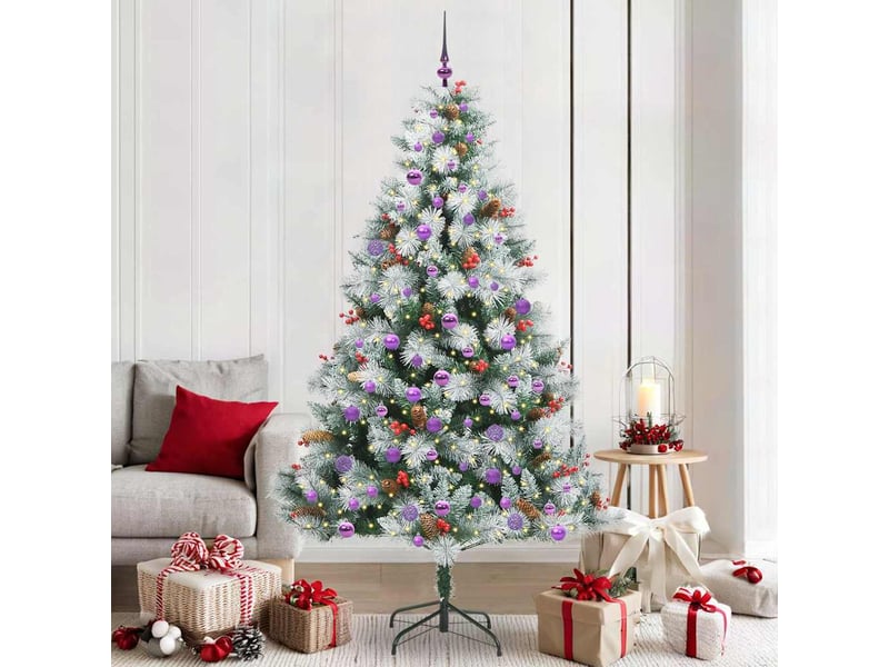 Sapin de noël artificiel, arbre de noël vert et blanc 210 cm shl6908 - Conforama B
