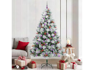 Sapin de noël artificiel, arbre de noël vert et blanc 210 cm shl6908