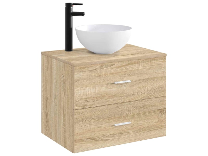  Lavabo de salle de bain avec robinet et drain noir mat shl4094  - Conforama C