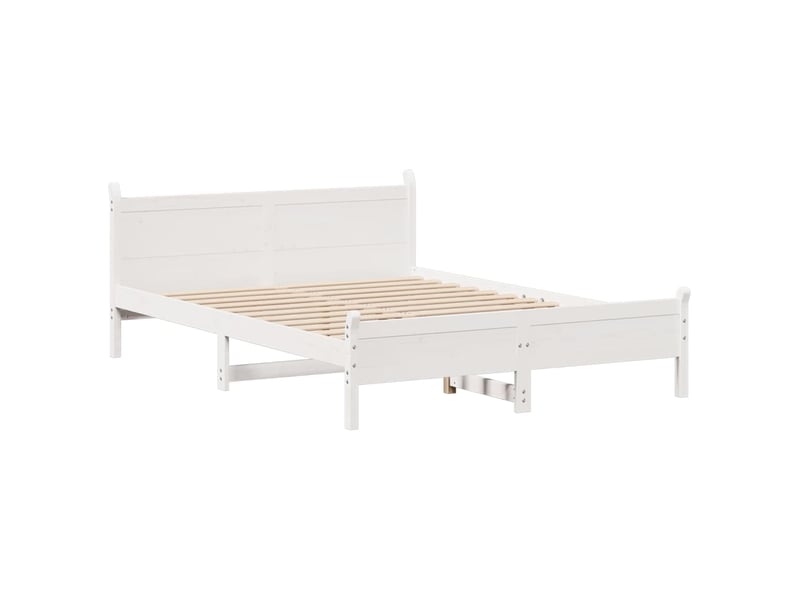 Lit double- lit adulte - cadre de lit sans matelas blanc 150x200 cm bois de pin massif - Conforama B