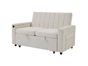 Canapé droit convertible MODFU  2 places Tissu beige