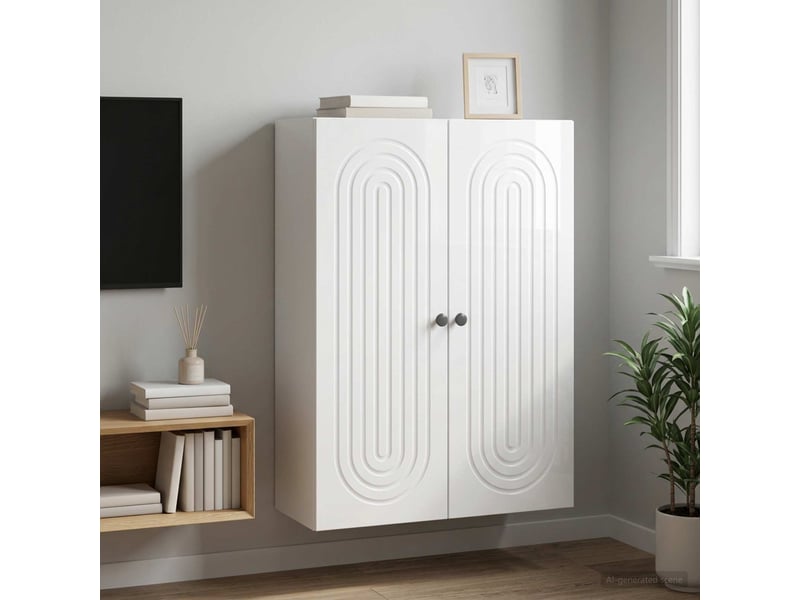  Armoire murale salon, meuble de rangement blanc brillant 66 x 34,5 x 90 cm shl5576  - Conforama B