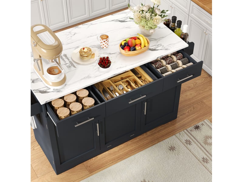  Desserte de cuisine mobile 136 x 5075 x 92 cm, plateau rabattable, grise  - Conforama D