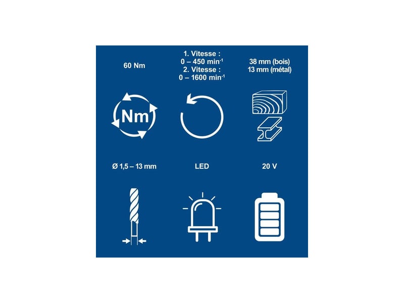  Perceuse percussion sans fil 20v brushless bc-cd60-x 13mm 60nm kit 2 batteries 2ah SCH4046664222361 - Conforama E
