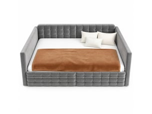 Lit avec rangement 140x190 cm <strong></strong> <strong></strong> coloris gris