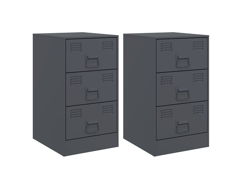  Lot de 2 tables de chevet - cabinet de chevet - table de nuit anthracite 34,5x39x62 cm acier  - Conforama A