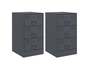 Lot de 2 tables de chevet - cabinet de chevet - table de nuit anthracite 34,5x39x62 cm acier