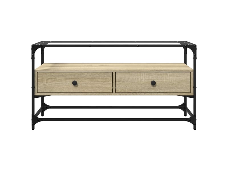  Meuble tv - banc tv - meuble de rangement avec dessus en verre chêne sonoma bois d'ingénierie  - Conforama D