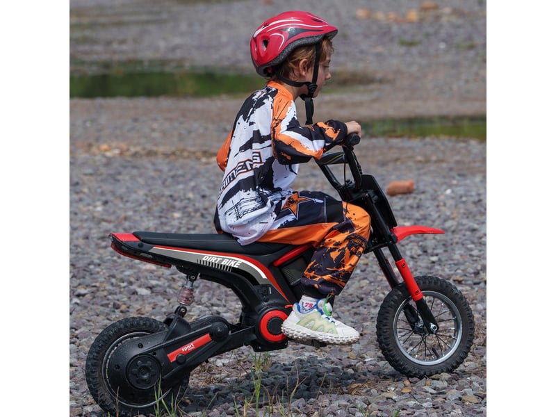  Moto électrique pour enfants avec accélérateur manuel, 2 vitesses (8-16 kmh), 8-12 ans, rouge  - Conforama C