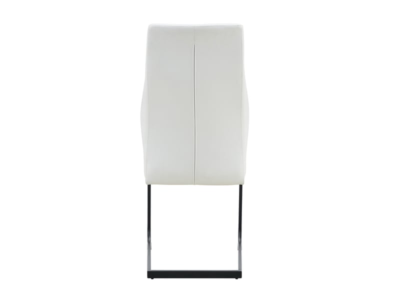  Lot de 2 chaises de salle à manger 43x63x100 cm, chaise cuisine avec dossier haut motif losange, blanc et noir, métal+pu  - Conforama E