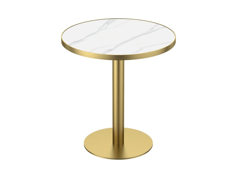 Table à manger 70 cm plateau en pierre frittée effet marbre luxueux résistante aux rayures et à l’abrasion surface déperlante pieds en acier inoxydable usage polyvalent - Conforama A