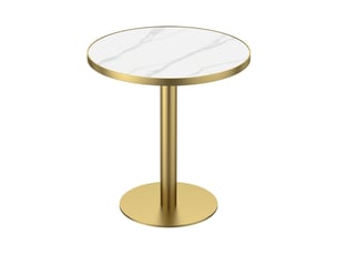 Table à manger 70 cm plateau en pierre frittée effet marbre luxueux résistante aux rayures et à l’abrasion surface déperlante pieds en acier inoxydable usage polyvalent