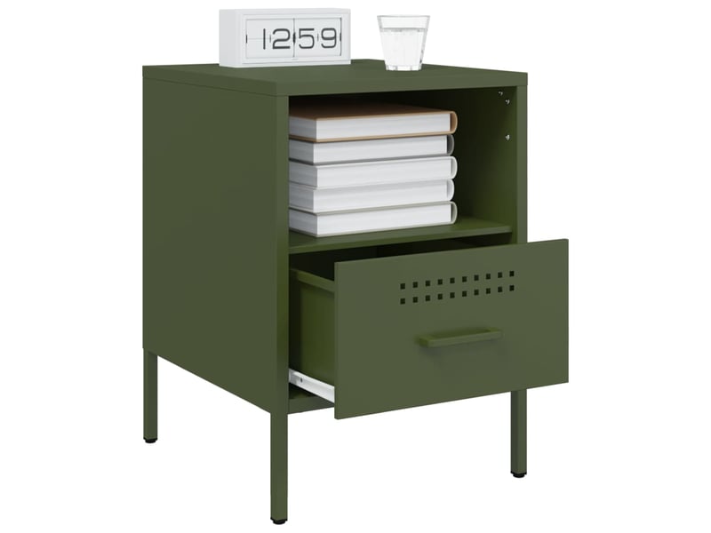  Lot de 2 tables de chevet - cabinet de chevet - table de nuit vert olive 36x39x50,5 cm acier  - Conforama C