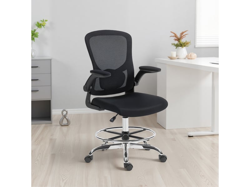  Chaise de bureau ergonomique avec support lombaire 4d et accoudoirs relevables en noir dimensions 60 x 60 x 108-132 cm  - Conforama D