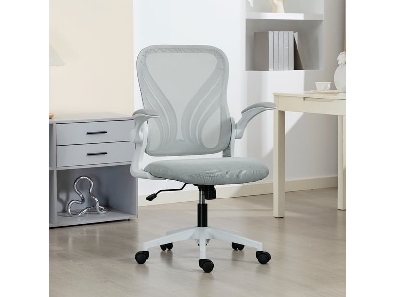  Fauteuil de bureau ergonomique en maille avec dossier rabattable et accoudoirs relevables 73x62x101-111 cm gris  - Conforama D