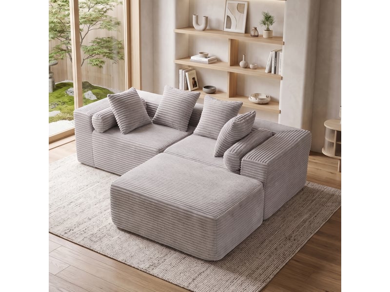  Canapé modulable, canapé de salon, gris, pour salon, chambre, en tissu chenille, format adapté au salon, pour intérieur  - Conforama A