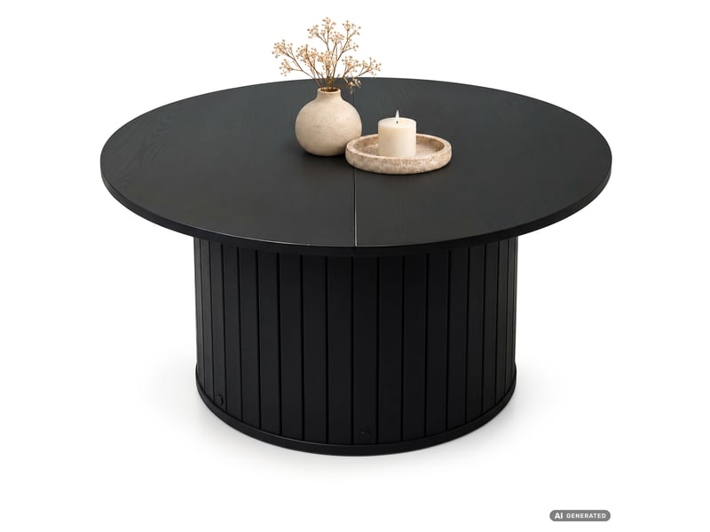  Table basse nubo noire 80 cm ronde cannelée avec rangement 80x80x45 cm NUBO - Conforama A