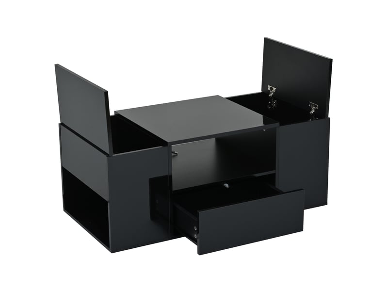  Table basse 100x50x40 cm avec éclairage led panneau de particules noir  - Conforama A