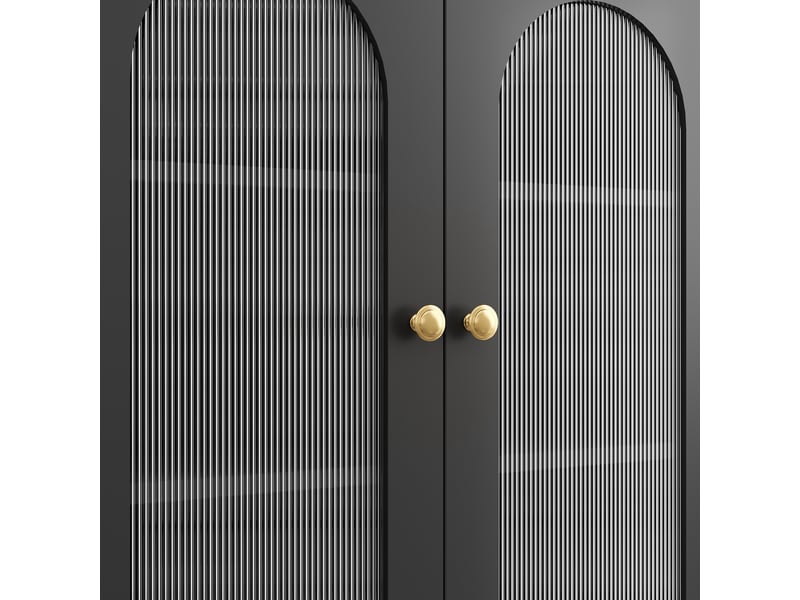  Buffet haut avec 4 portes, 3 tiroirs et led pour salle à manger en mdf 106×30×175 cm noir  - Conforama D