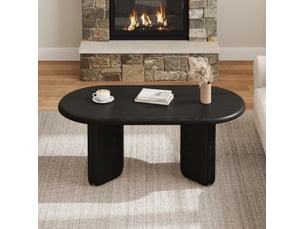 Table basse ovale 99x50x40 cm – noir – plateau mdf, pieds arrondis, charge 40 kg et montage facile