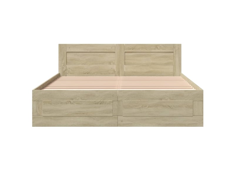 Lit double- lit adulte - cadre de lit tête de lit sans matelas chêne sonoma 150x200 cm - Conforama D
