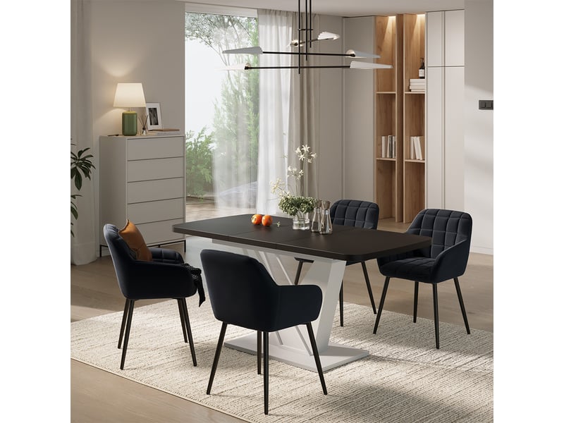  Vicco ensemble de table à manger, noirblanc, 120x80cm avec 4 chaises de salle à manger  - Conforama C