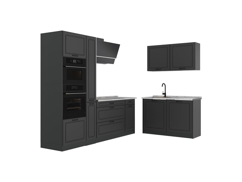 Vicco cuisine en angle, anthracite campagneanthracite, 230 x 120 cm plan de travail marbre - Conforama A