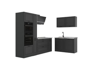 Vicco cuisine en angle, anthracite campagneanthracite, 230 x 120 cm plan de travail marbre
