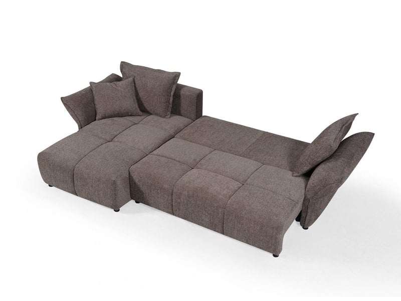  Canapé d'angle convertible réversible en velours tissé marron beline SF771-ANG-MARR - Conforama C