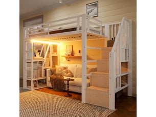 Lit mezzanine 90x200 cm <strong></strong>  <strong></strong> coloris blanc