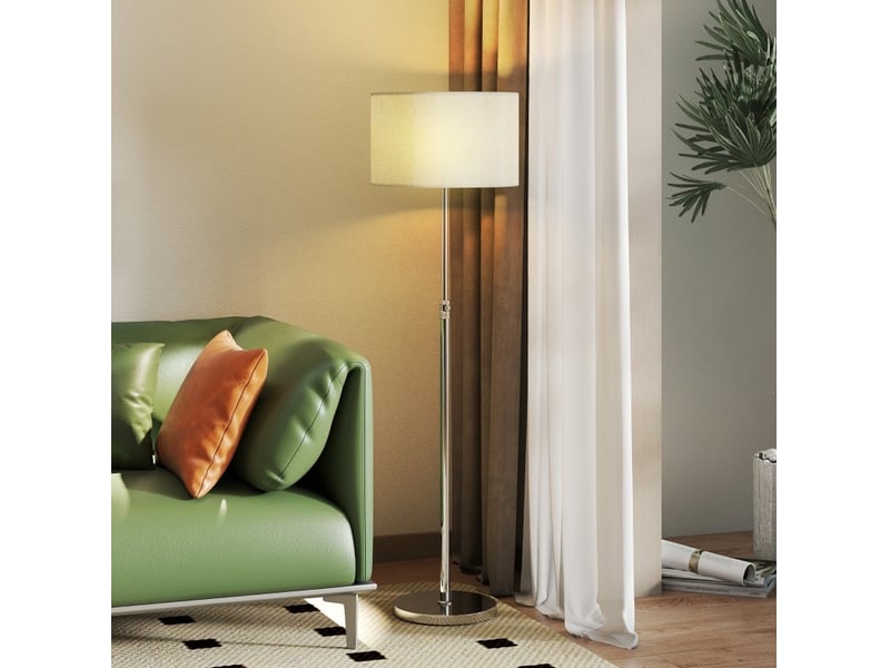  Lampadaire réglable en hauteur ø40 x h133-168 cm en acier avec télécommande beige chicfurn  - Conforama B