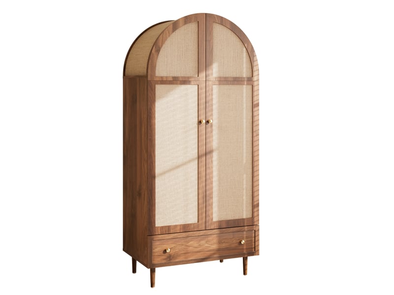  Armoire penderie portes tissu et tiroir coloris noyer 79 x 50 x 175 cm GL7189N - Conforama A