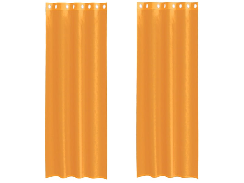  Lot de 2 rideaux en voile, voilages avec œillets orange 140x300 cm cf44395  - Conforama A