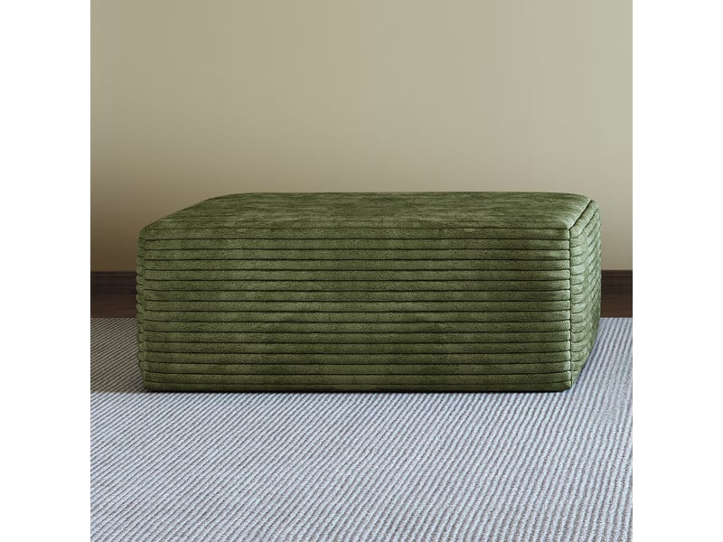  Pouf en velours côtelé vert repose-pieds modulaire pour salon 70x95x40 cm  - Conforama D