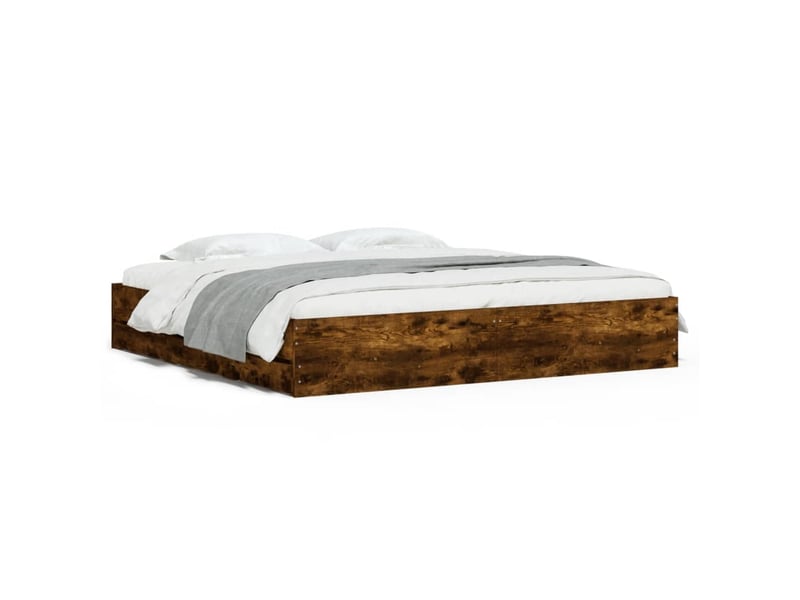  Lit double- lit adulte -  cadre de lit avec tiroirs sans matelas chêne fumé 160x200 cm  - Conforama A