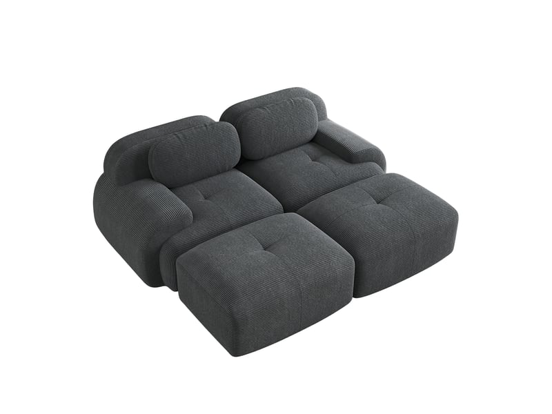  Canapé méridienne, chaise longue, 2 places, en velours tricoté, gris, sans structure, chambre, pour salon  - Conforama E