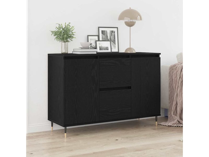  Buffet - bahut - meuble de rangement chêne noir 101,5 x 35 x 70 cm bois d'ingénierie  - Conforama B