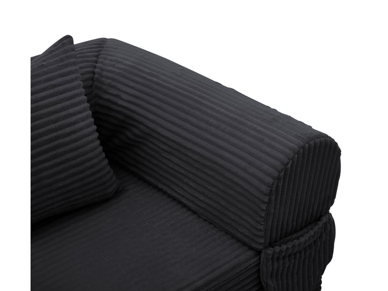  Fauteuil convertible noir tissu côtelé canapé lit simple 1 place salon chambre 120x85x65 cm  - Conforama W