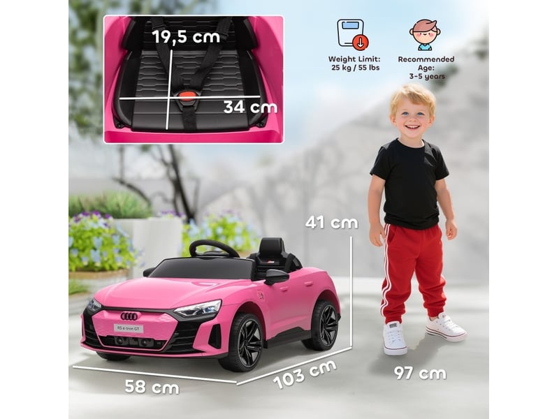  Voiture électrique enfant audi rs e-tron gt 103x58x41 cm 12 v avec télécommande métal rose  - Conforama D