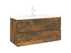 Meuble de lavabo avec bassin intégré chêne fumé bois d'ingénierie shl4309