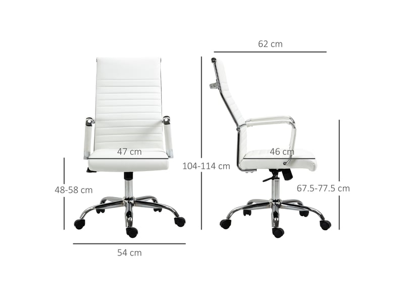  Fauteuil de bureau ergonomique en similicuir, pivotant et à bascule, 54 x 62 x 104-114 cm, blanc  - Conforama E