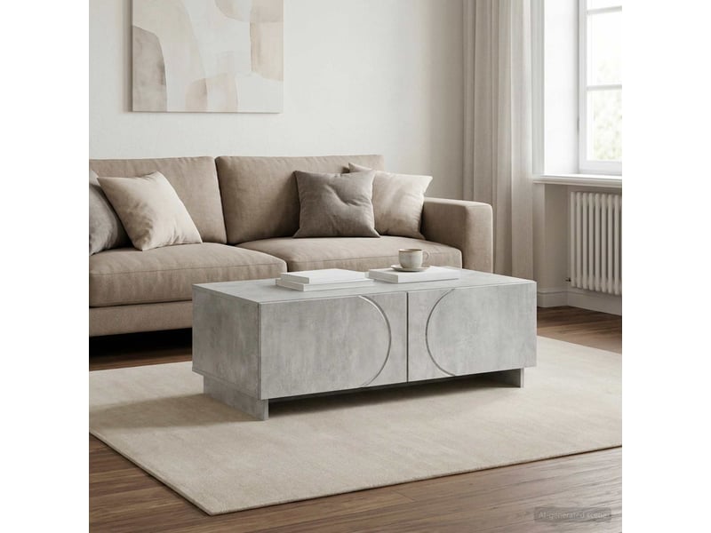 Table basse - table de salon - table à thé gris béton 102 x 50,5 x 35 cm bois composite - Conforama B